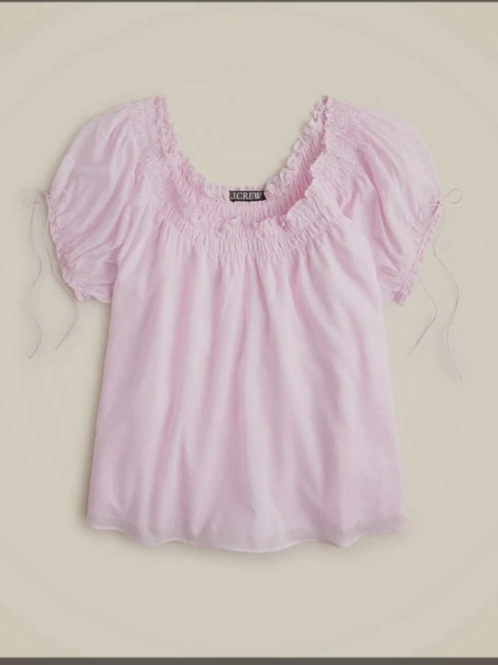 J. Crew Smocked Ruffle Trim Cotton Voile Top, XS